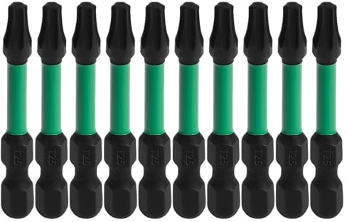 PAYA TOOLS Schraubendreher Bits Set T25 10 Stück 50mm manipulationssicherer Torx Schlagschrauber Bit Satz Sechskant-Schaft S2 Stahl Mini-Stern-Bit-Satz mit Aufbewahrungsbox T25-50mm