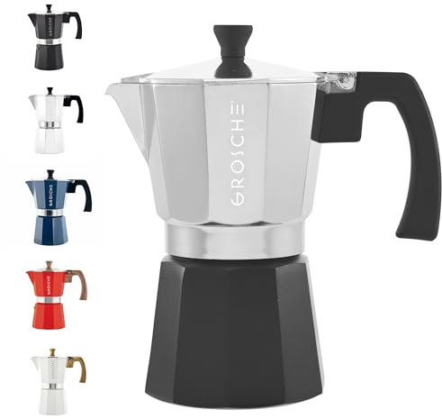 GROSCHE Milano Stovetop Espresso Maker Moka Pot 6 espresso Cup Tuxedo Black