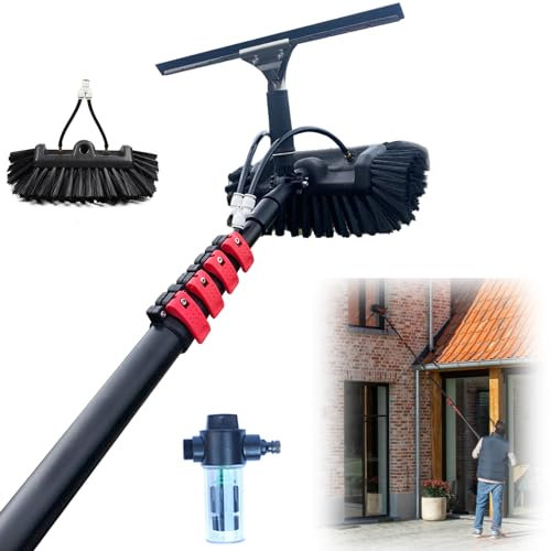 10,8 m télescopique alimenté à l'eau brosse extensible pour nettoyage de fenêtres toit véranda panneau solaire panneau solaire outils de nettoyage de toit extensible