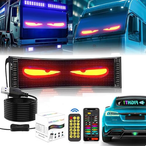 2er Devil Eyes Licht, Dekorative LED-Augen, DIY Anzeige Programmierbar, Intelligente Bunte Augenlampe,Weicher Bildschirm,Dynamische-LED Laufschrift für Werbung & Party-Deko (92 * 374mm)
