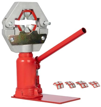 Hydraulisk slangpressare för bänk, 6,5 till 20 mm manuell slangpressning med 4 stycken gjutformar, 7T jordbruksslangpressning med 6 tänder, högtryckshydrauliska klämverktyg, för PVC-slangar