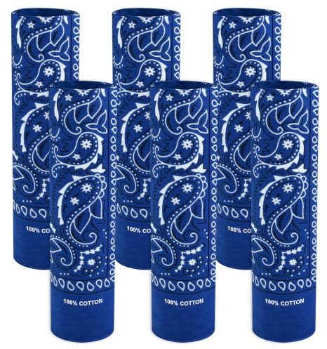 BOUBONI 6 Stück 100% Baumwolle Bandana Paisley Bandanas Vielseitiges Kopftuch Multifunktionstuch Kopftücher Halstücher Damen Männer (Weiß)