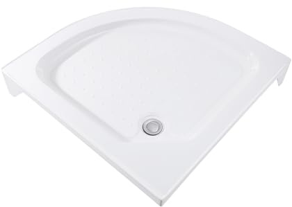 Piatto doccia in acrilico, 80 x 80 x 14 cm, con scarico e piedini di supporto, portata 260 kg, drenaggio rapido per box doccia, bianco