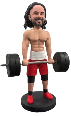 mydedor Gewichtheben Wackelkopf - Personalisierte Fitnessfigur mit Bauchmuskeln, Gymnastik-Enthusiasten, Langhantelpuppe, einzigartiges Geschenk für Bodybuilder & Sportler