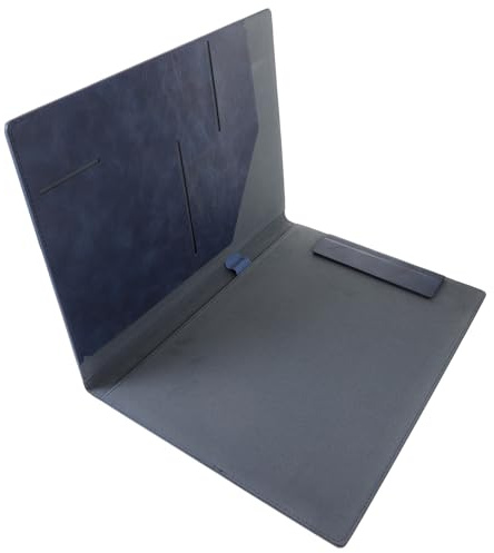 JOINPAYA Organiseur de Documents en Cuir PU A4 Porte-Documents Professionnel Magnétique Bleu Marine Classeur Multifonction pour Bureau Dossier de Présentation et Rangement Entretien
