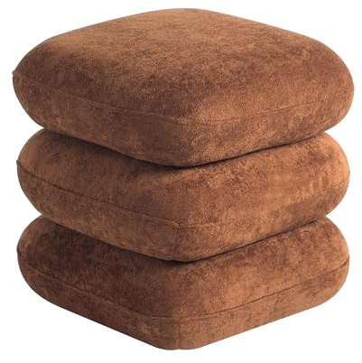 Get Set Style Ottoman, 360° Swivel Vanity Chair, Modern Geometric Ottoman, Foot Stool, Accent Vanity Stool, Lounge Footrest for Small Space, Living Room, Bedroom, or Entryway (Honey Ginger)