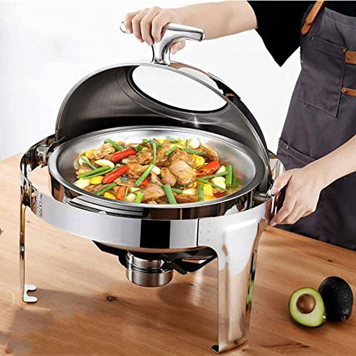 SXYKXYDL Scaldavivande a Buffet, scaldavivande in Acciaio Inox, scaldavivande a Buffet Rotondo per Feste, scaldavivande elettrici da 6 Litri per Buffet con Coperchio visibile, Dimensioni Colorate