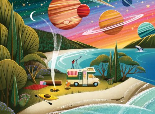 Ravensburger Camping 500 Piece Jigsaw Puzzle for Adults & Kids Age 10+ – Cosmic Night Sky, Planets & Camper Van Scene