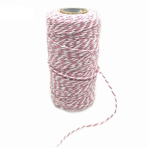 PBDEIOEOE Hilo de algodón, Cordel de Colores, 2 Capas 100 Metros 1,5 mm Multicolor(12 Light Pink)