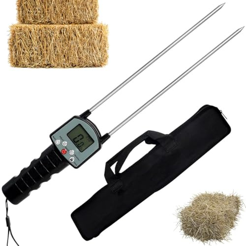 Testeur D'humidité de Foin Portable, Testeur D'humidité de Fourrage À Double Sonde avec Compensation Automatique de Température, pour Paille de Céréales Leymus Chinensis