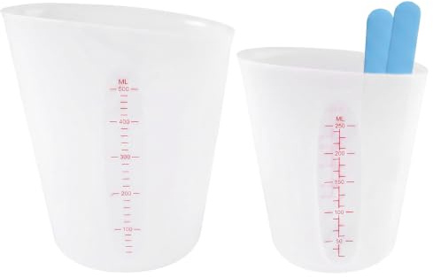 2 misurini in silicone, 250 ml/500 ml, per versare, in gomma per resina epossidica, per stampi per colata, fai da te fatti a mano