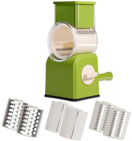 POPETPOP Trancheuse à Fruit Multifonctionnelle Manuelle en Acier Inoxydable Design Rotatif Cuisine, pour Couper et Râper Légumes et Fruits Facilement