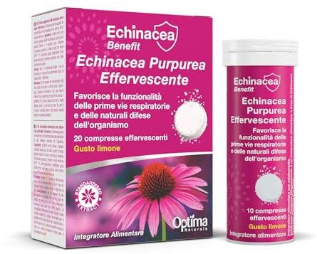 Echinacea Purpurea Effervescente - funzionalità delle prime vie respiratorie - supporto immunitario - Gusto Limone, 20 Compresse Echinacea Benefit