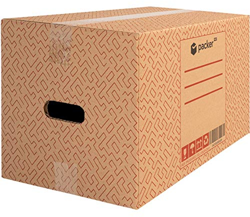 packer PRO Pack 10 Cajas Carton para Mudanzas y Almacenaje con Asas 430x300x250mm