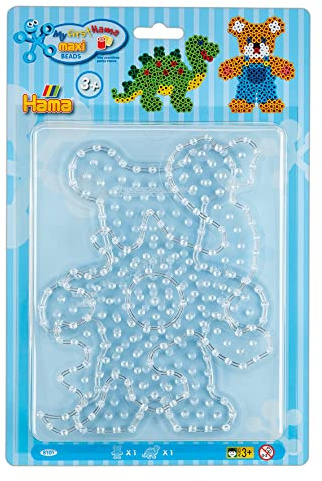 HAMA - Blister 2 plaques Ourson et dinosaure pour perles à repasser taille Maxi - Loisirs créatifs