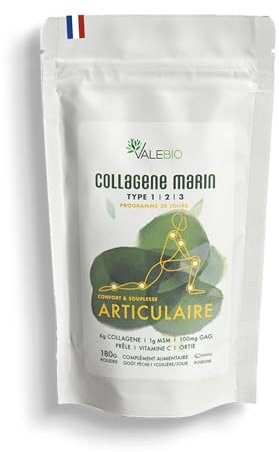 Collagene Marin type 1-2-3 | Confort et souplesse articulaire | 180g, collagene poudre | Valebio