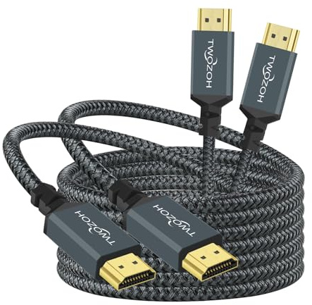 Twozoh 4K HDMI Kabel 5M 2 Stück, Geflochtenes Nylon HDMI auf HDMI Kabel Unterstützt 18Gbps 3D/4K@60Hz/2160P/1080P