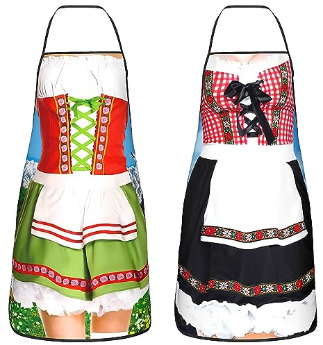 SEPGLITTER 2 Pcs Oktoberfest Apron,Oktoberfest Party Decorations Costume for BBQ Baking Chef Kitchen Gifts for Women