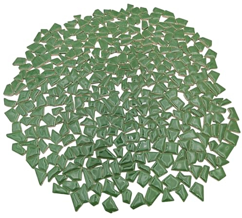 Piastrelle per mosaico irregolari in ceramica, 500 g, 0,5 x 2 cm, piccoli mosaico, pietre per fai da te, mosaico, artigianato, hobby, arte, decorazione da parete della casa (verde)