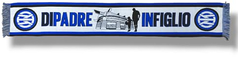 Inter Jacquard halsduk ny logotyp och ny fader barn grafik 2024 vit, akryl, unisex vuxen, svart/blå, en storlek