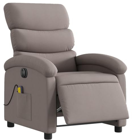 KOIECETA Massagesessel Elektrisch Relaxsessel mit Liegefunktion Vibrationsfunktion Fernsehsessel für Wohnzimmer Liegesessel TV Sessel Stoff (Taupe)