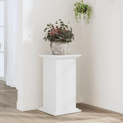 Makastle Indoor Blumenhocker Blumenständer Beistelltisch Blumensäule Dekosäule Modern Pflanzenständer Pflanztisch Pflanzenhocker Blumenregal Säule, Weiß 33x33x60 cm