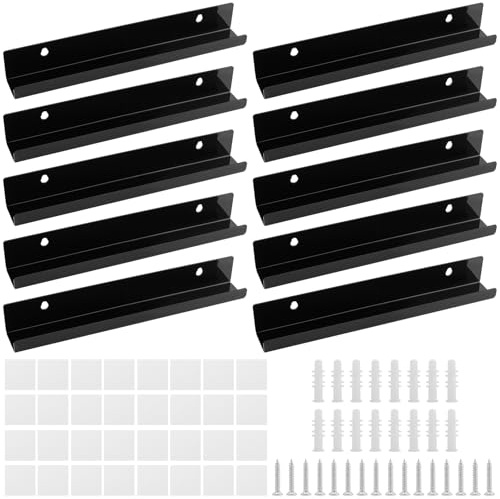 CHUENHEI 10 mensole in vinile da 30 cm, colore nero, supporto da parete per dischi in vinile, supporto per dischi in vinile, mensola galleggiante in acrilico per album record