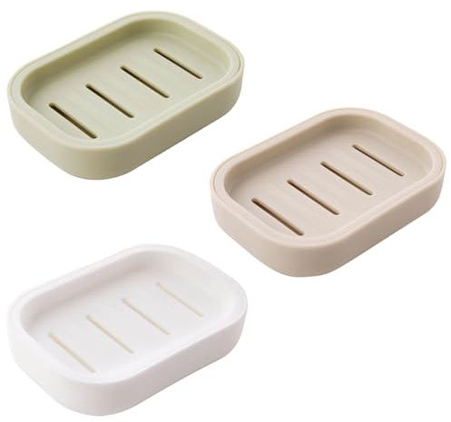 3er-Pack Seifenschale mit Ablauf,Badezimmer Seifenschalen,Seifenschalen Kunststoff,Leicht zu Reinigen und zu Trocknen,für Bad,Küche,Waschbecken,Reisen