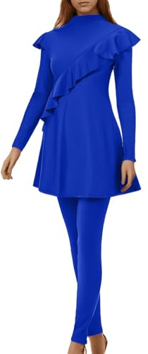 Costume Da Bagno Donna Musulmana, Burkini Donna Musulmana Economico 3 Pezzi Manica Lunga Set Burkini Modesto Islamico Coperta Completa Stampato Hijab Top Pantaloni
