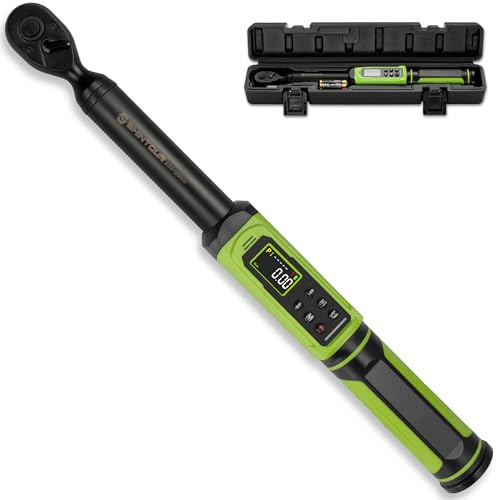 SHINTOUR Digital Torque Wrench,2.03-135N.m/1.5-99.57 Ft.Lb,3/8 Drive Electronic Inch Pound Torque Wrench with Vibration Buzzer LED Indicator,5 Units ±2% Accuracy for Bike Motorcycle Car Auto Repair