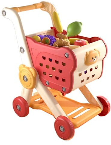 Carrello della spesa per bambini | Giocattoli per supermercati Set di accessori da cucina giocattolo,Gioco educativo interattivo con giocattoli alimentari per bambini attività prescolari