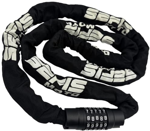 SEFIS Cadenas à combinaison 2 m avec chaîne en acier de 8 mm | Cadenas pour vélo, moto et vélo électrique | Code à 5 chiffres | Chaîne trempée, antivol robuste