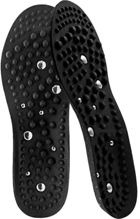 Magnetisk terapi innersula magnet massage akupressur hälsa kudde sko dyna män kvinnor avkoppling fotvård komfort sula (L (EU 44-46) 30,5 cm)