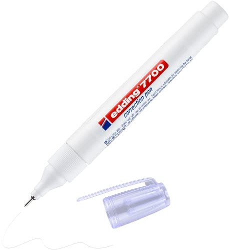 edding 7700 Korrekturstift - weiß - 1 Stift - Metallspitze 1-2 mm - Korrekturstift zum Korrigieren von handschriftlichen und gedruckten Texten - deckend, schnell trocknend