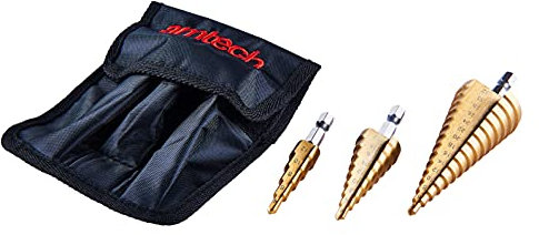 Amtech F0790 High Speed Steel Step Drill Bit Set, Cone Cutter (3 Piece)