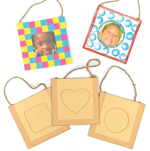 Baker Ross Hänge-Fotorahmen zum Selbergestalten, 12er-Packung, für Kinder, zum Verzieren und Präsentieren, braun, E7573