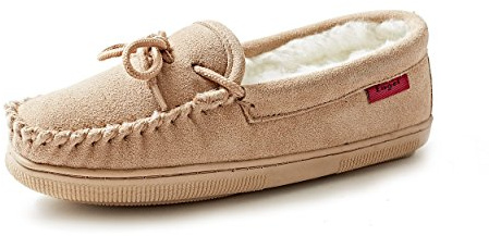 Reissner Lammfelle geschlossener Hausschuh Moccasin Veloursleder | Innenfutter echtes Merino Lammfell