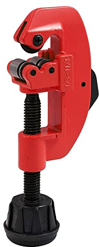 Dekton Large Tube Cutter- Adjustable Opening| Includes Spare Cutting Wheel And Reamer For Cleaning Internal Burrs| Ideal For Cutting Copper Tube| 3mm To 32mm| 1/8-1 1/8| For Diy And Professional Use