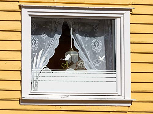 INDIGOS UG Sonnenschutz Kranich Sichtschutzfolie Glasdekorfolie Zugvögel Fensterbild Schilf satiniert Blickdicht - 500-2000 mm - Dekoration Sonnenschutz Folie - Fensterfolie - selbstklebend - matt