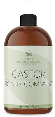 OPO Pure Castor Oil - Pure, Cold Pressed, 8 OZ Skin, Body, Hair Care Perfect for Hair, Nails, Eyelashes, Eyebrows