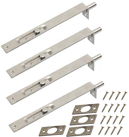 NUZAMAS Türriegel, 22 cm, robuster Edelstahl-Türkantenriegel mit Schieberiegel, primäre Sekundärtüren, doppelt geöffnete Sicherheit, 2 Paar