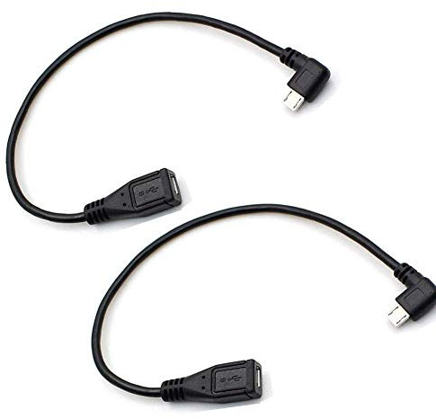 Micro USB Extension Cable, 2-Pack 90 Degree Micro-B Male to Female Extension Cable, Data Transferring Cable Suitable for Samsung, HTC, Huawei, Sony and More