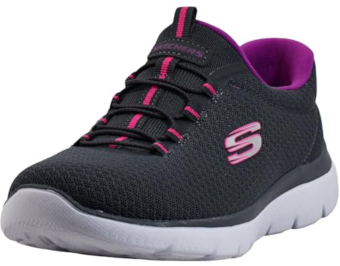Skechers Femme Summits 12980 Espadrilles, Charcoal Mesh / Purple Trim, 37.5 EU