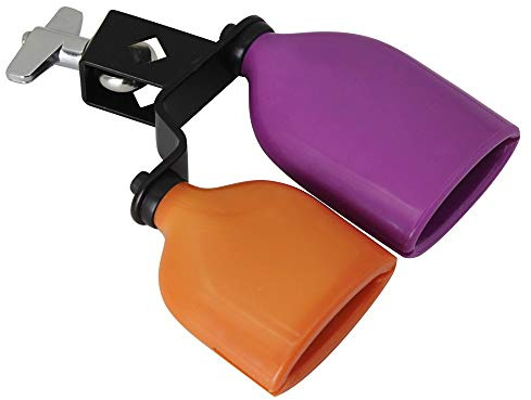 Mowind Bicolor Cowbell for Drum Set High and Low Tones Double Mounted Bell Kit Percussion Instruments Medium Size
