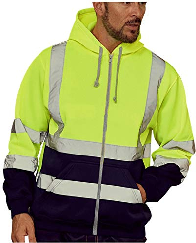 Yowablo Kapuzenpullover Herren Road Work Warnschutz Pullover Langarmshirts Bluse (L,Grün)