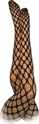 Damen Netzstrumpfhose für Freizeit Party Kostüm(Schwarz, Edel/Runde Löcher)