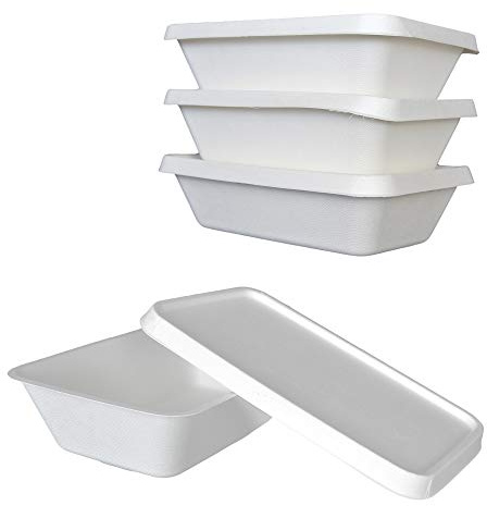 PZ 50 VASCHETTA MATERIALE 100% CANNA DA ZUCCHERO BIO-ECO (1000CC) + PZ 50 COPERCHI (IDONEO PER MICROONDE) IDEALE PER L'ASPORTO DI ALIMENTI FRITTI, INSALATE, SUSHI E RISO