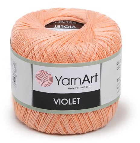 YarnArt 6322 Garn aus 100 % merzerisierter Baumwolle, Häkelspitze, Handstrickgarn, Stickerei, Kunst, Handwerk, Violett, 1 Knäuel