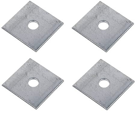 TERF® - Rondella per piastra quadrata in acciaio zincato M16 (16 mm) x 50 mm x 3 mm, ID 16 mm (foro) x 50 mm diametro quadrato x 3 mm spessore piastra quadrata – Confezione da 4