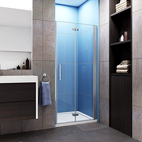 Aica Sanitär Duschabtrennung 90cm Duschtür Nischentür Falttür NANO GLAS Dusche